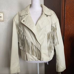 “Bermans” Summer White Leather Fringed Jacket